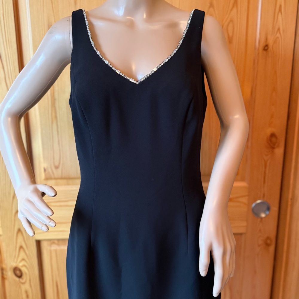 Vintage Andrea Pollizzi for Rex Lester Black Cocktail Dress 8 Rhinestone Neck - Picture 2 of 13